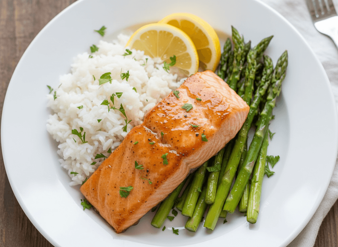 Honey Glazed Salmon with Roasted Asparagus
