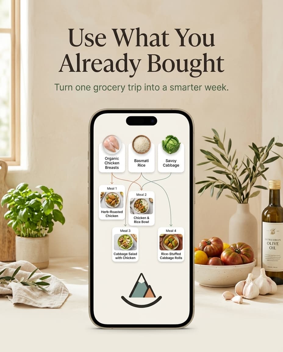 Simple pantry groceries ready for a lazy dinner idea