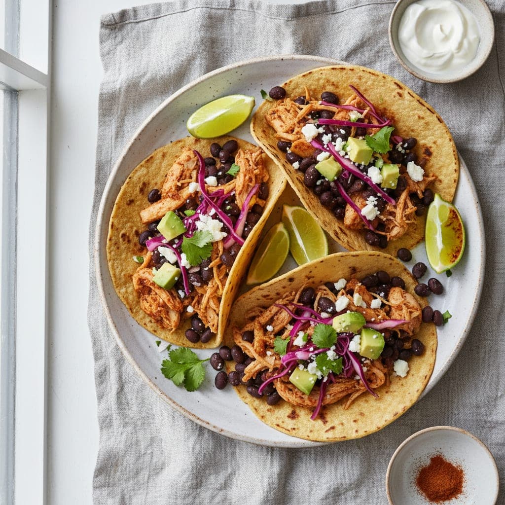 Chicken and black bean tacos
