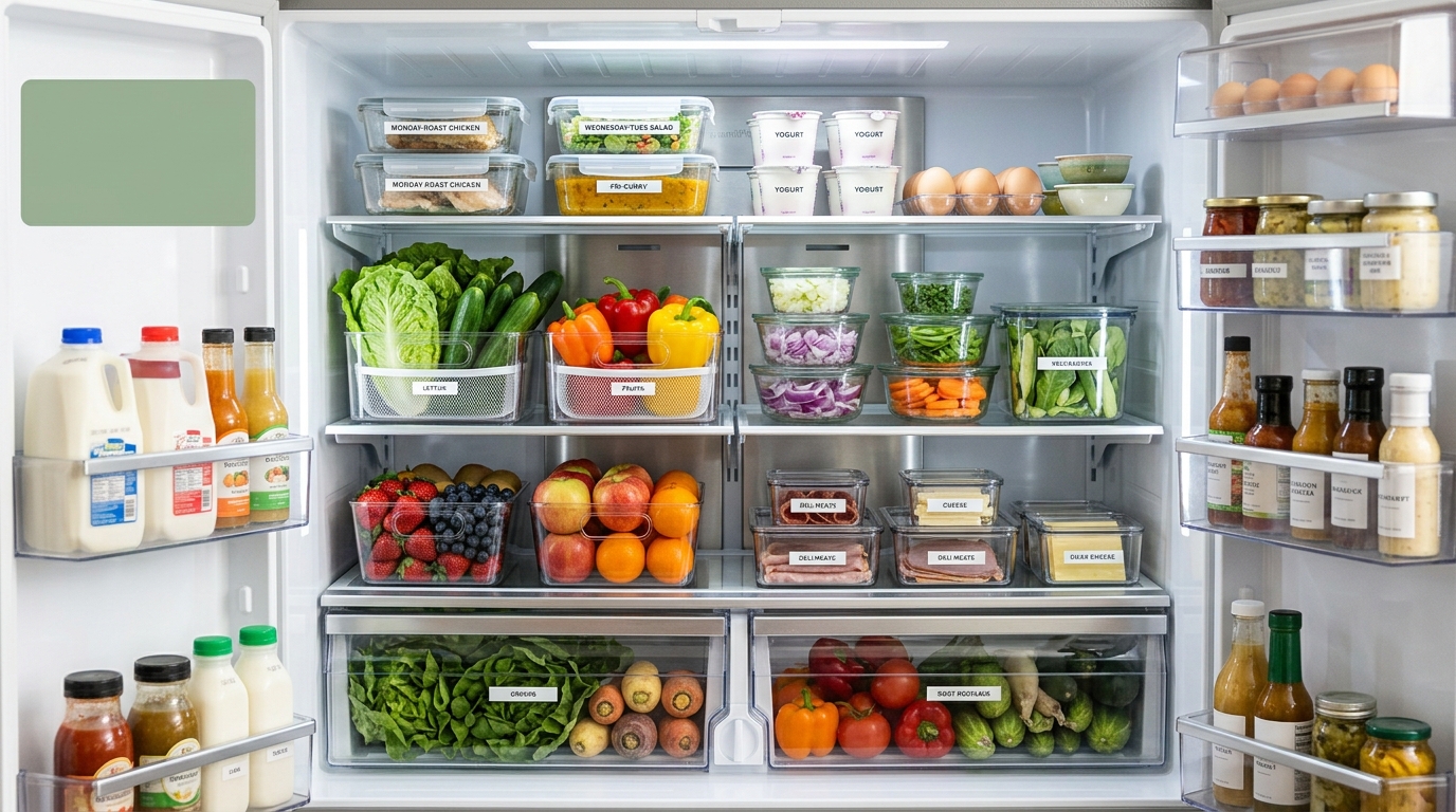 Organized ingredients ready to be reused across family dinners